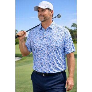 NWT Johnnie-O 20th Performance Polo Shirt XXL Blue UPF 50 Stretch Golf
